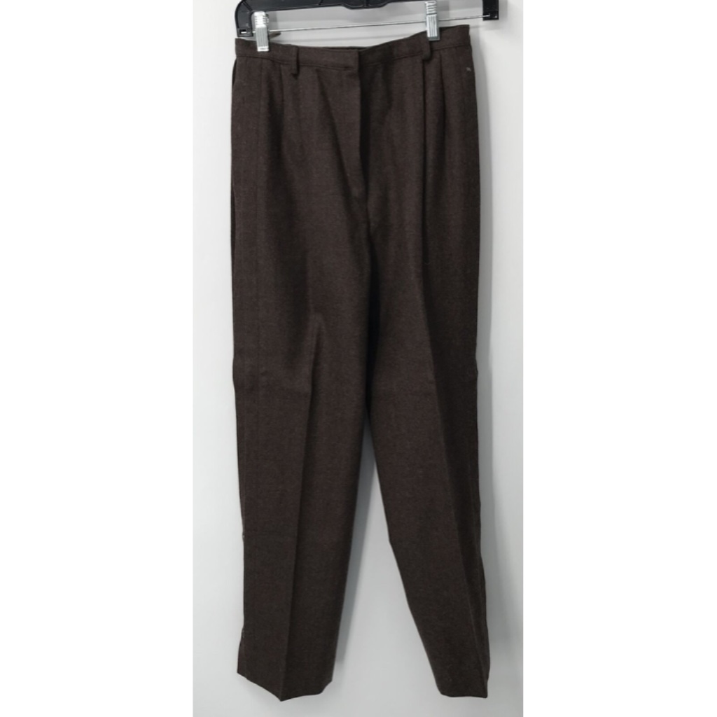 Vtg Valentino Boutique Women Brown Wool Side Buttons Pleated Dress Pants Sz Xs